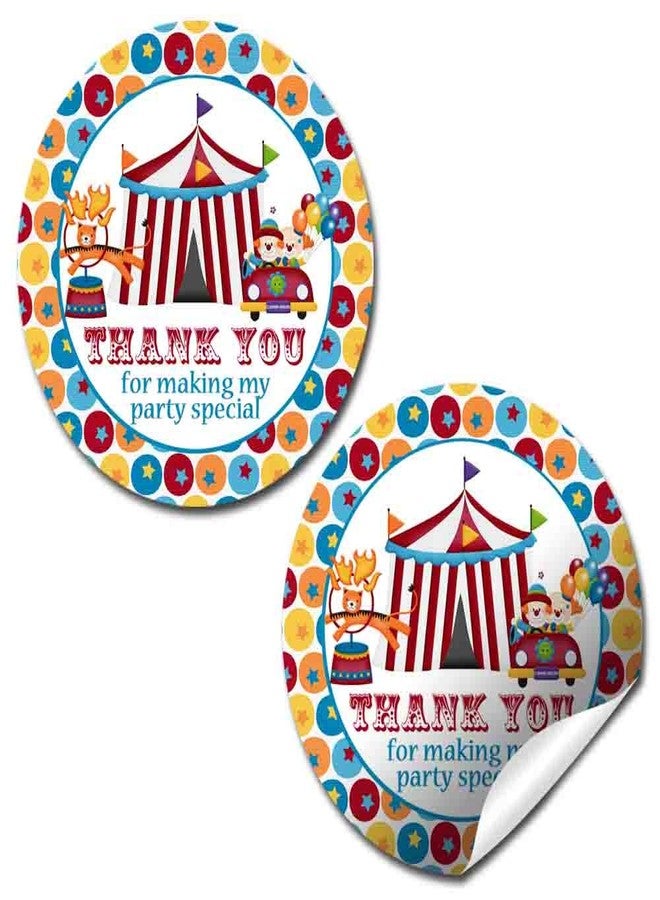 Amanda Creation Circus Carnival Birthday Party Thank You Sticker Labels, 40 2" Party Circle Stickers by AmandaCreation, Great for Party Favors, Envelope Seals & Goodie Bags - Image 1